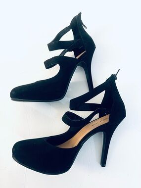 Andiamo Black Strappy High Heel Pumps WMN SZ 8.5 Stiletto 5” Heel Clean Classic